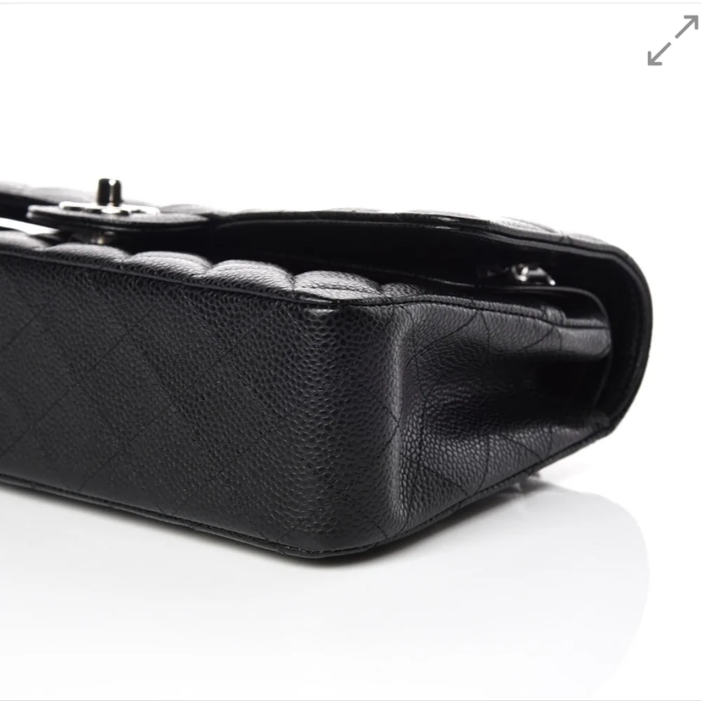 Chanel Black Caviar Medium Classic Duble Flap Bag Silver Chain - Picture 5 of 9